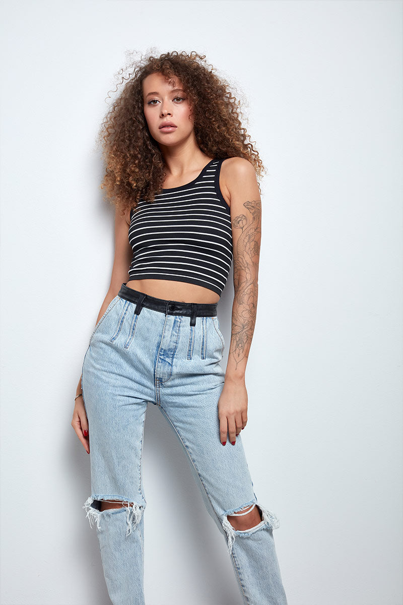 YOUME T3006 Tank Seamless Stripe Top